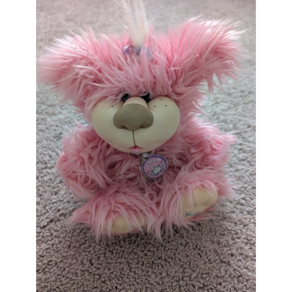 Cabbage Patch Kids Play Along Patch Puppies Pink Plush Dog Signed Foot 2005 Rare